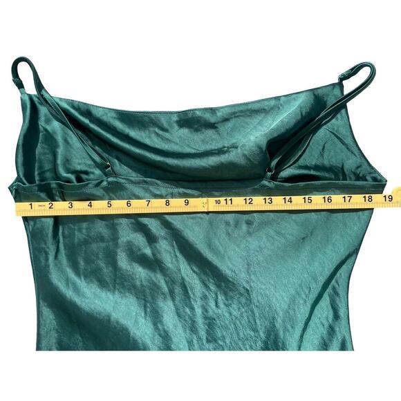 Nasty Gal Cowl Neck Satin Mini Slip Dress Spaghetti Straps Green - Size 12 - Picture 9 of 14